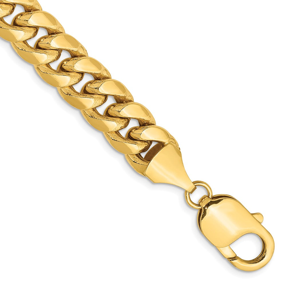 14K Gelbgold 9.3mm Halbmassiv Miami Kubanisch mit Karabinerverschluss Gliederarmband