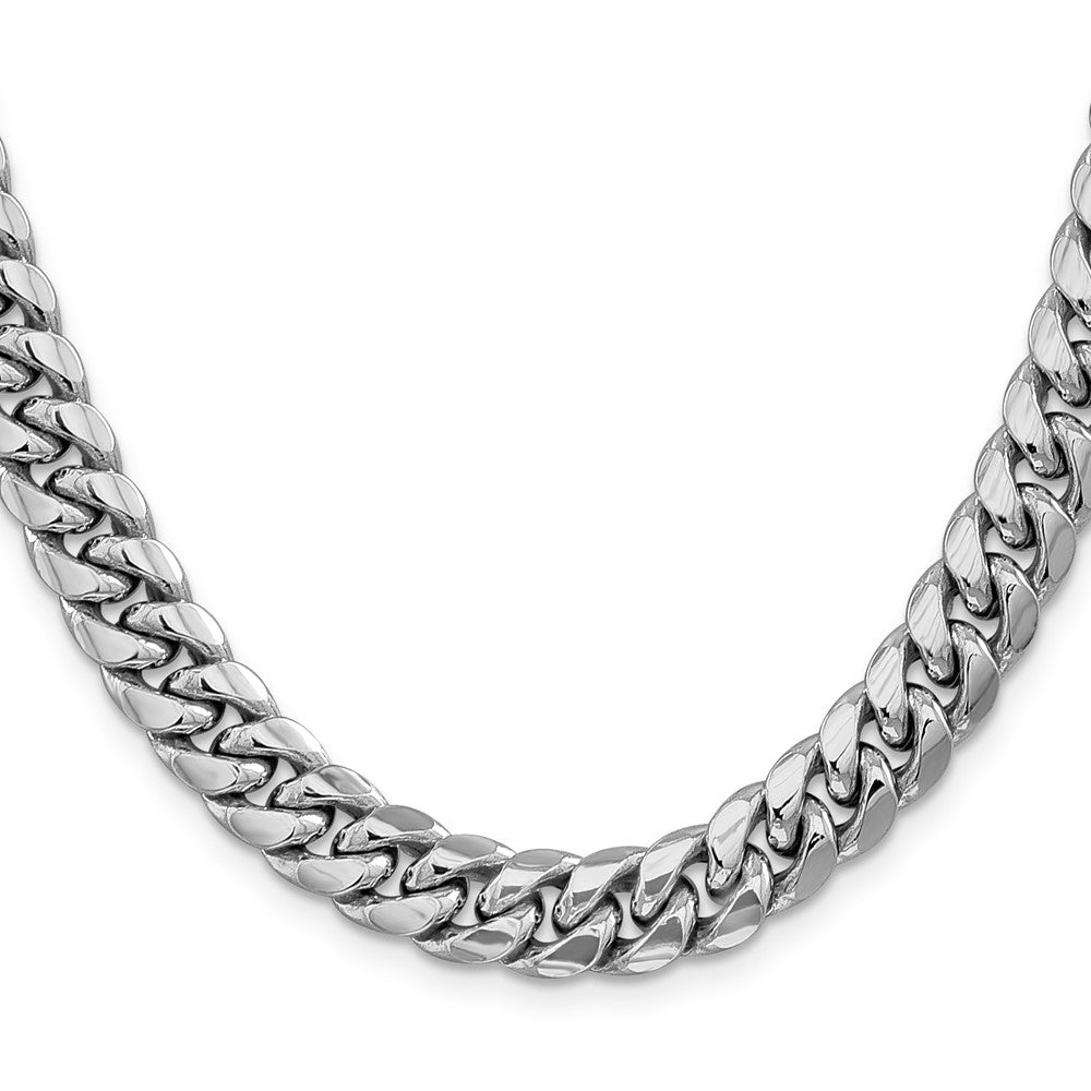 14K Weißgold 9.3mm Halbmassiv Miami Kubanisch Halskette