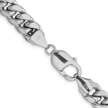 14K Weißgold 9.3mm Halbmassiv Miami Kubanisch Halskette