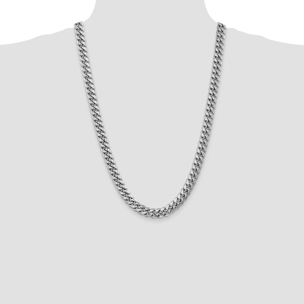 14K Weißgold 9.3mm Halbmassiv Miami Kubanisch Halskette