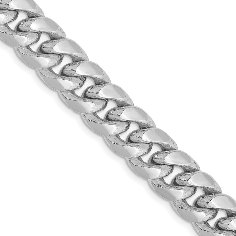 14K Weißgold 9.3mm Halbmassiv Miami Kubanisch Halskette