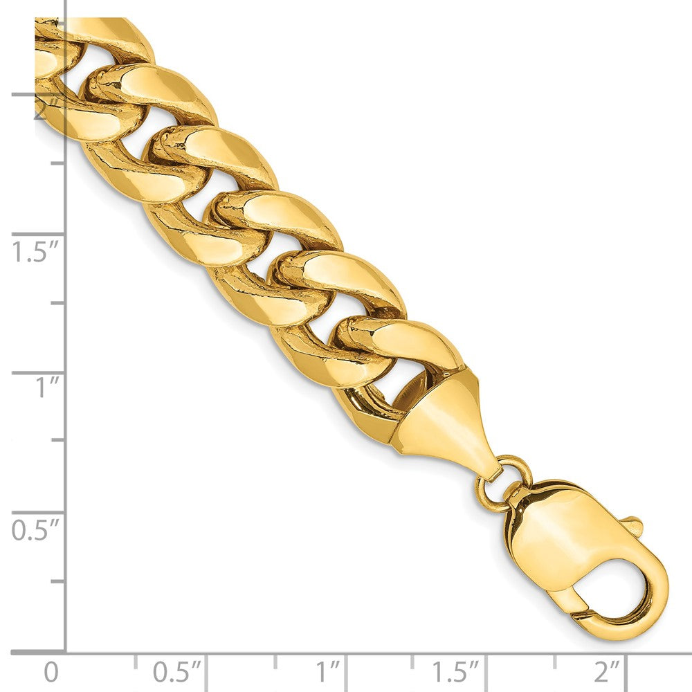 14K Gelbgold 11mm Halbmassiv Miami Kubanisch mit Karabinerverschluss Gliederarmband