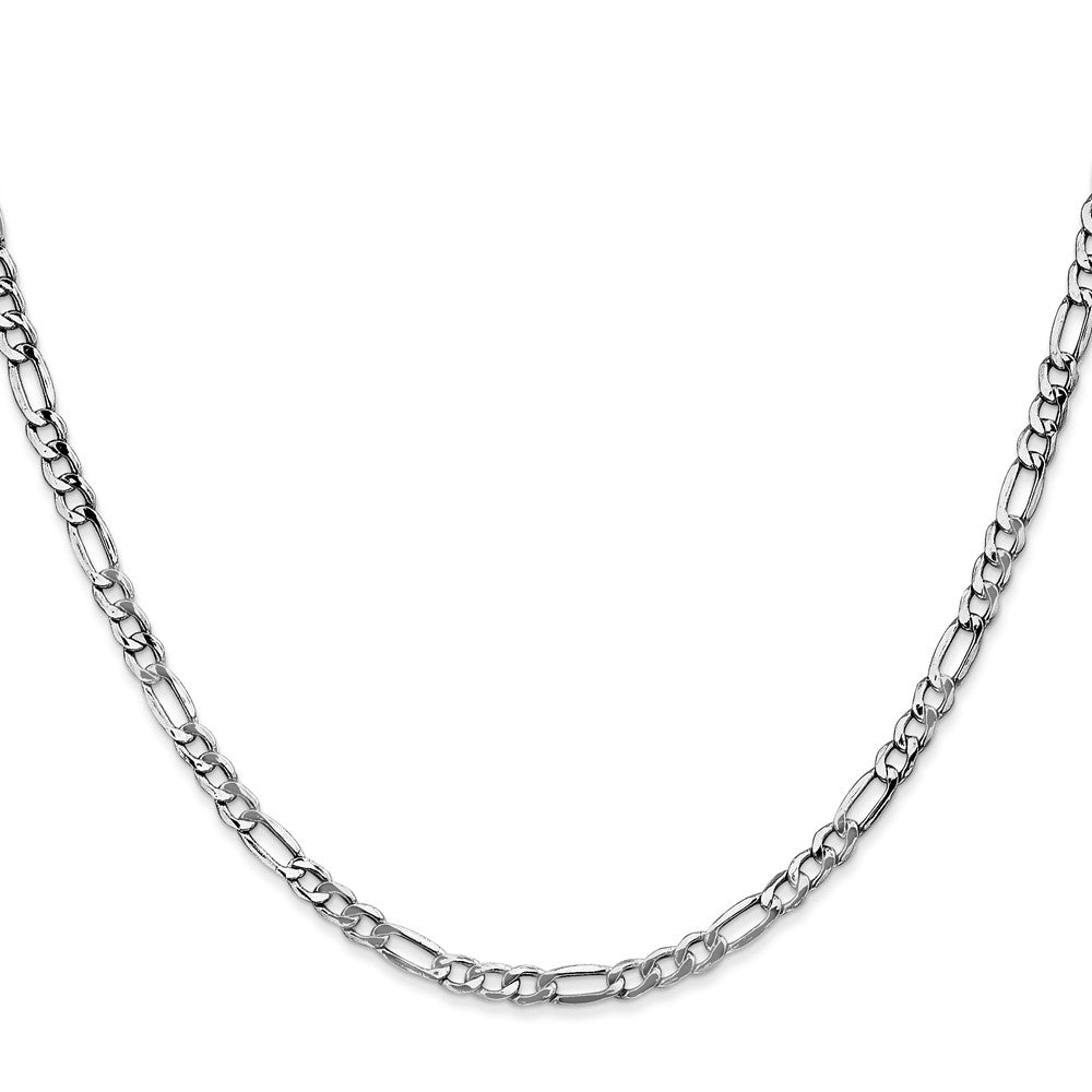 14K Weißgold 3.5mm Halbmassiv Figaro mit Karabinerverschluss Halskette