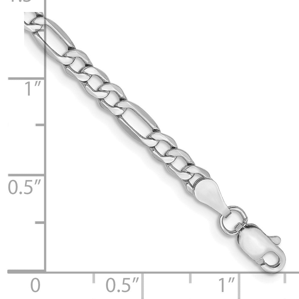 14K Weißgold 3.5mm Halbmassiv Figaro mit Karabinerverschluss Kette Fußkettchen