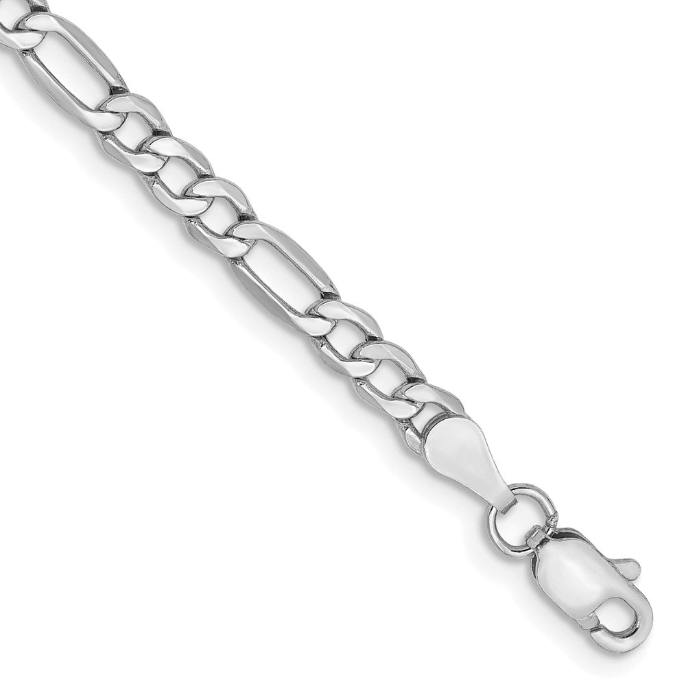 14K Weißgold 3.5mm Halbmassiv Figaro mit Karabinerverschluss Kette Fußkettchen