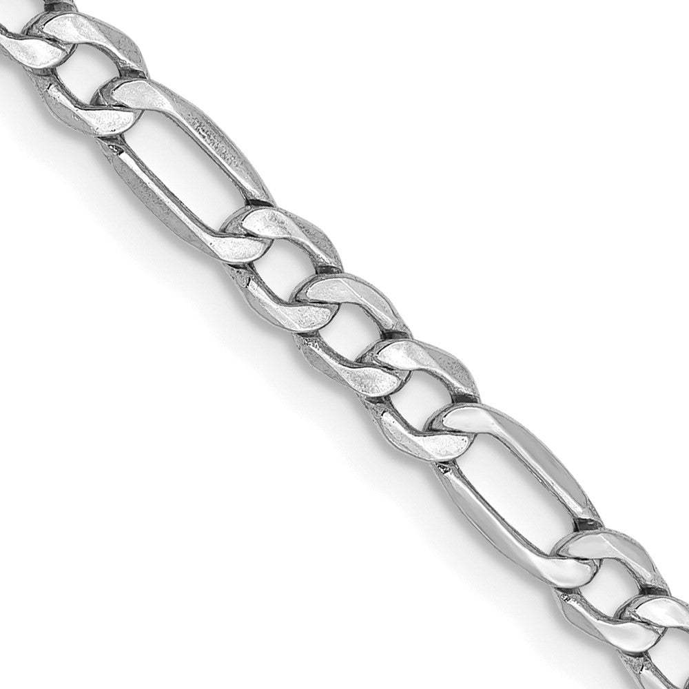 14K Weißgold 3.5mm Halbmassiv Figaro mit Karabinerverschluss Halskette