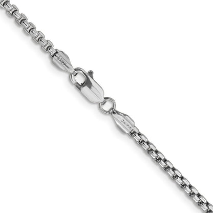 14K Weißgold 2.45mm Halbmassiv Rund Venezianer mit Karabinerverschluss Halskette