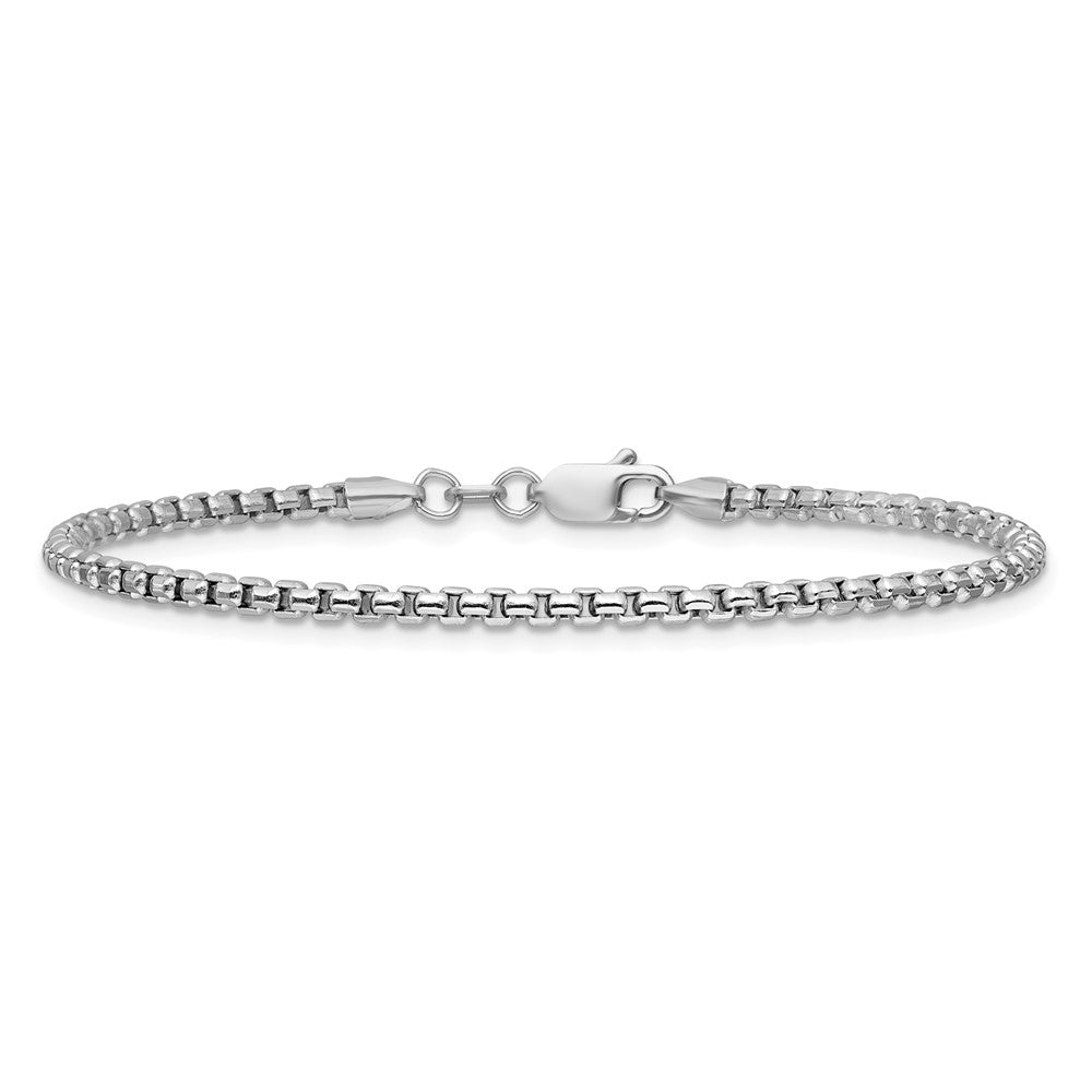 14K Weißgold 2.45mm Halbmassiv Rund Venezianer mit Karabinerverschluss Gliederarmband