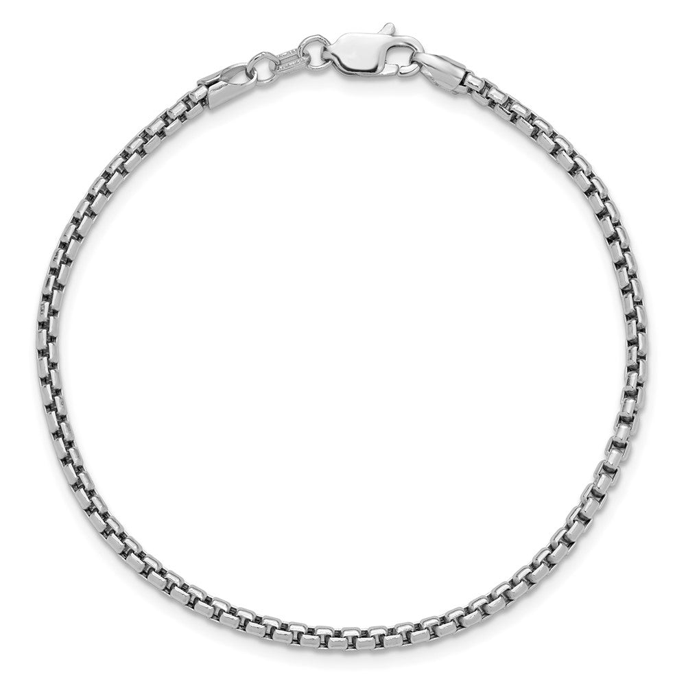 14K Weißgold 2.45mm Halbmassiv Rund Venezianer mit Karabinerverschluss Gliederarmband