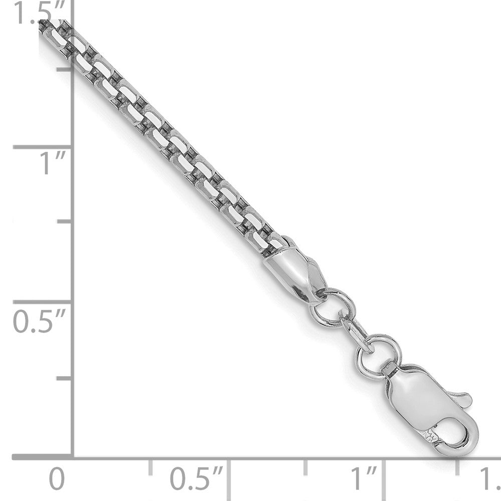 14K Weißgold 2.45mm Halbmassiv Rund Venezianer mit Karabinerverschluss Gliederarmband