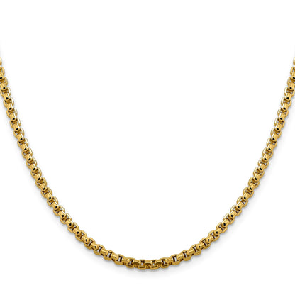 14K Gelbgold 3.6mm Halbmassiv Rund Venezianer mit Karabinerverschluss Halskette
