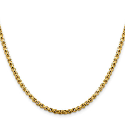 14K Gelbgold 3.6mm Halbmassiv Rund Venezianer mit Karabinerverschluss Halskette
