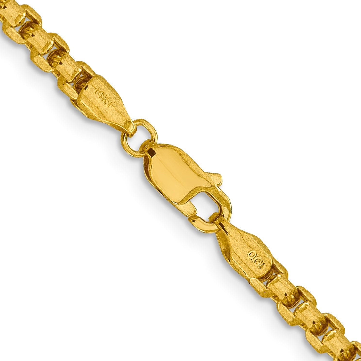 14K Gelbgold 3.6mm Halbmassiv Rund Venezianer mit Karabinerverschluss Halskette