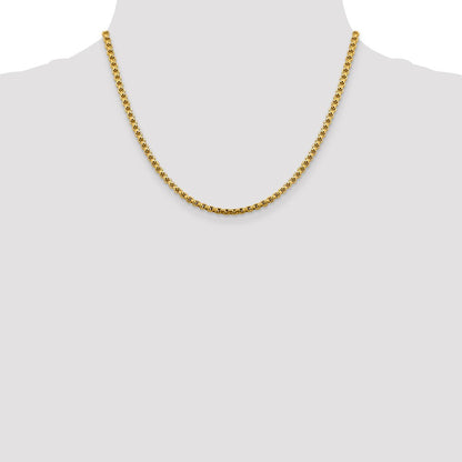 14K Gelbgold 3.6mm Halbmassiv Rund Venezianer mit Karabinerverschluss Halskette