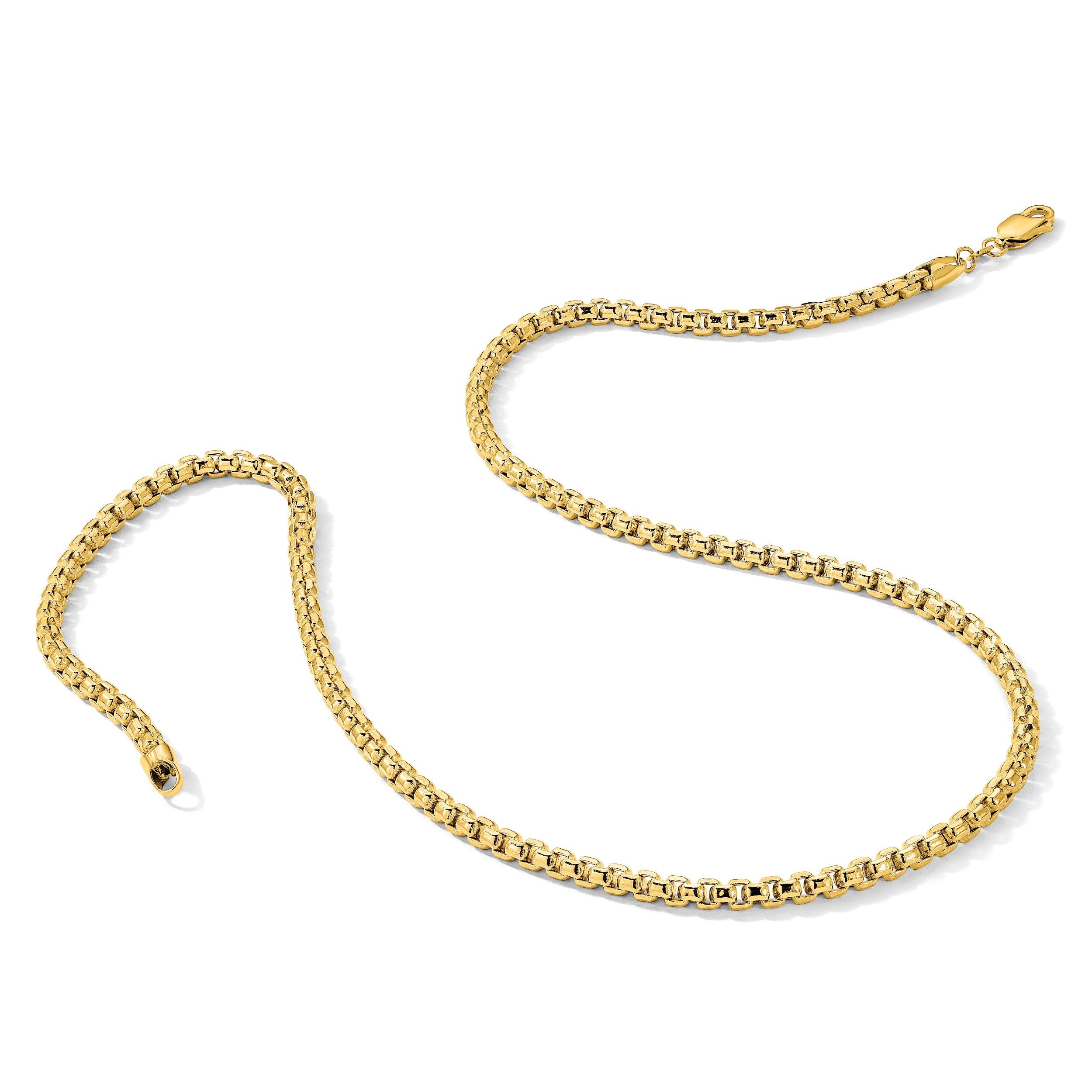 14K Gelbgold 3.6mm Halbmassiv Rund Venezianer mit Karabinerverschluss Halskette