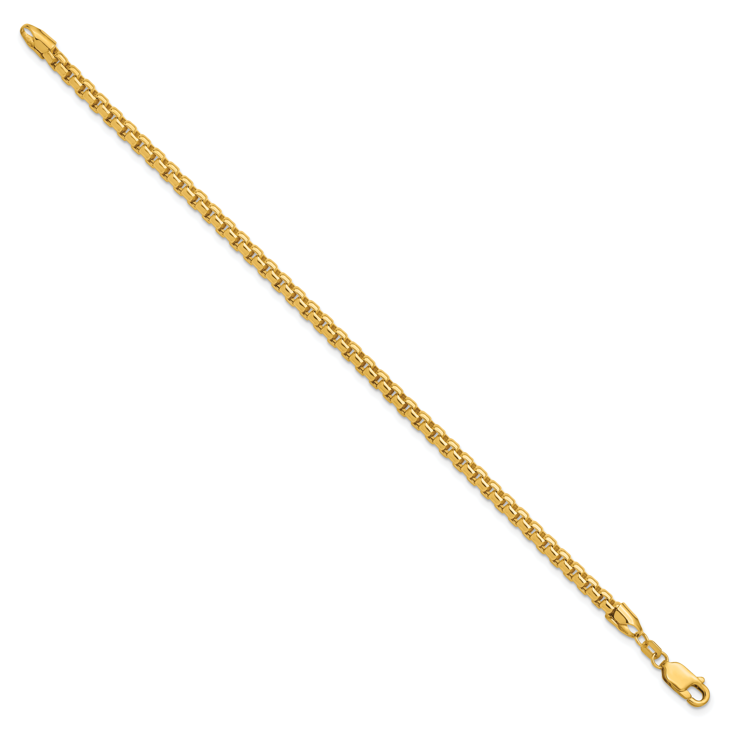 14K Gelbgold 3.6mm Halbmassiv Rund Venezianer mit Karabinerverschluss Gliederarmband