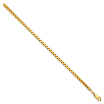 14K Gelbgold 3.6mm Halbmassiv Rund Venezianer mit Karabinerverschluss Gliederarmband