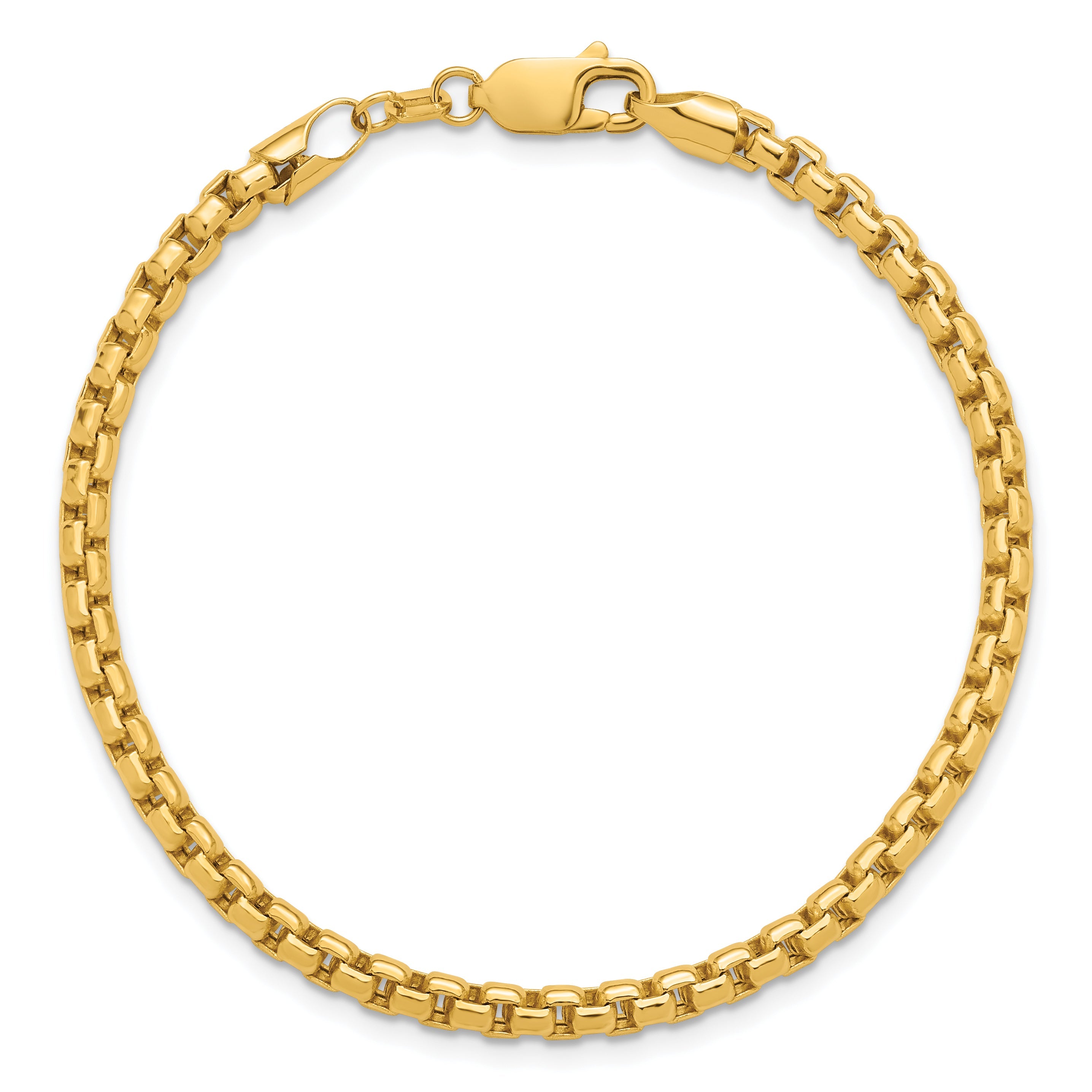 14K Gelbgold 3.6mm Halbmassiv Rund Venezianer mit Karabinerverschluss Gliederarmband