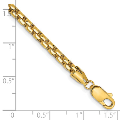 14K Gelbgold 3.6mm Halbmassiv Rund Venezianer mit Karabinerverschluss Gliederarmband