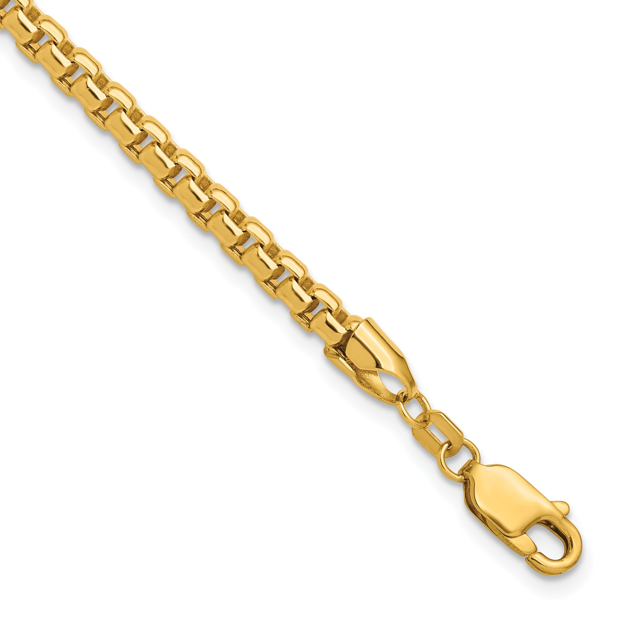 14K Gelbgold 3.6mm Halbmassiv Rund Venezianer mit Karabinerverschluss Gliederarmband