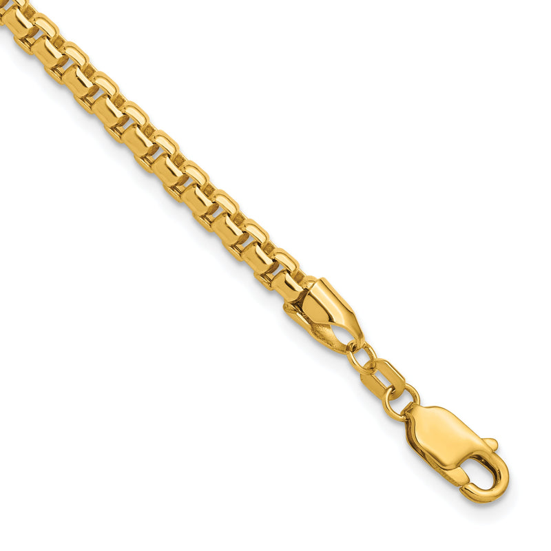 14K Gelbgold 3.6mm Halbmassiv Rund Venezianer mit Karabinerverschluss Gliederarmband