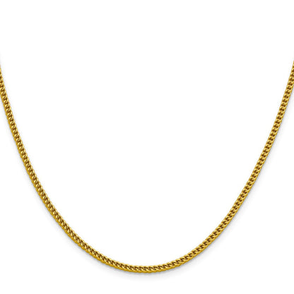 14K Gelbgold 2.2mm Halbmassiv Franco mit Karabinerverschluss Halskette