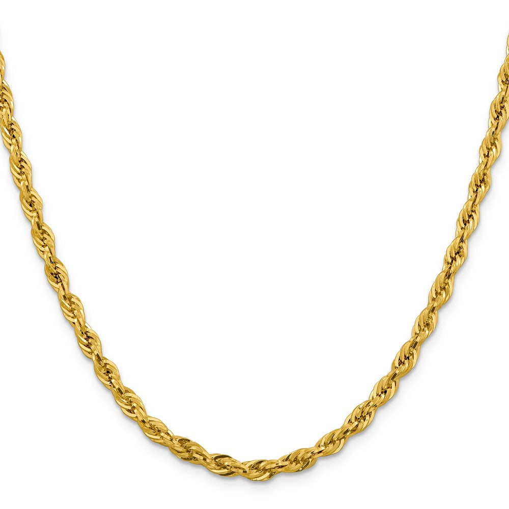 14K Gelbgold 4.25mm Halbmassiv Kordel mit Karabinerverschluss Halskette