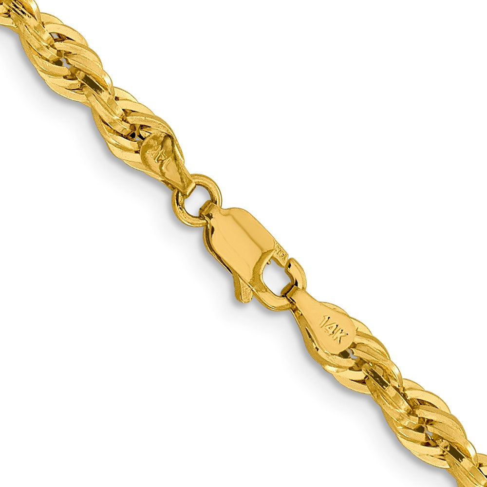 14K Gelbgold 4.25mm Halbmassiv Kordel mit Karabinerverschluss Halskette