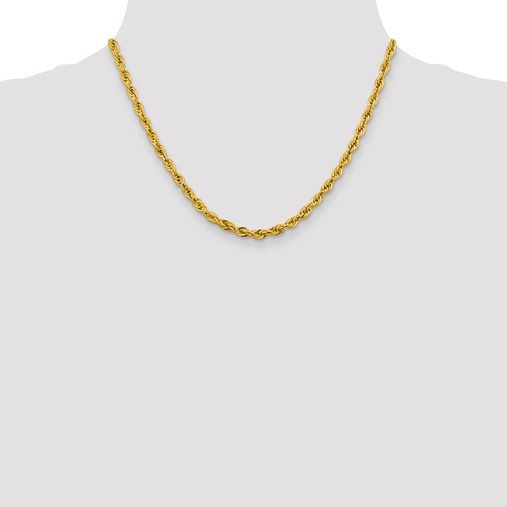14K Gelbgold 4.25mm Halbmassiv Kordel mit Karabinerverschluss Halskette