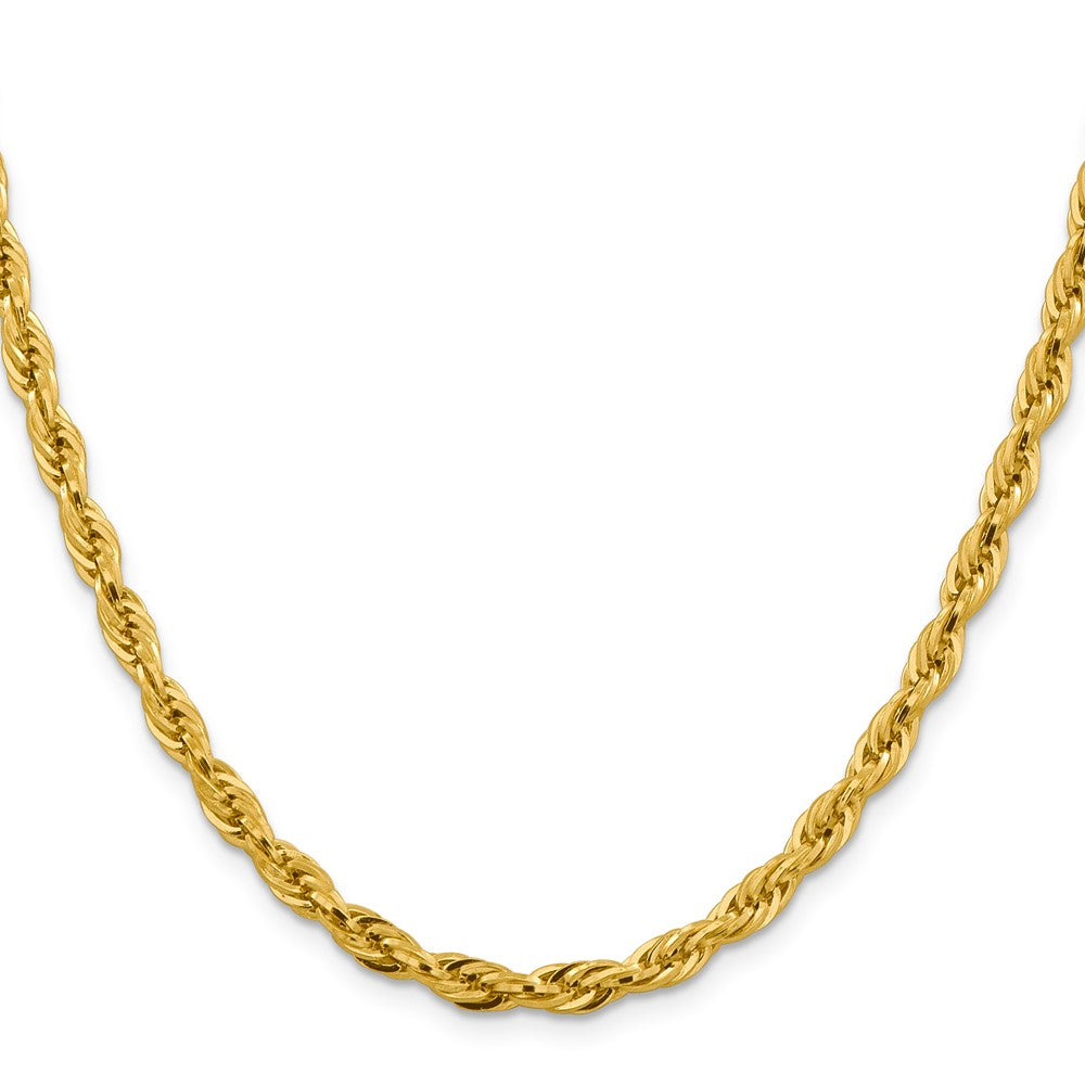 14K Gelbgold 4.75mm Halbmassiv Kordel mit Karabinerverschluss Halskette