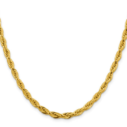 14K Gelbgold 4.75mm Halbmassiv Kordel mit Karabinerverschluss Halskette