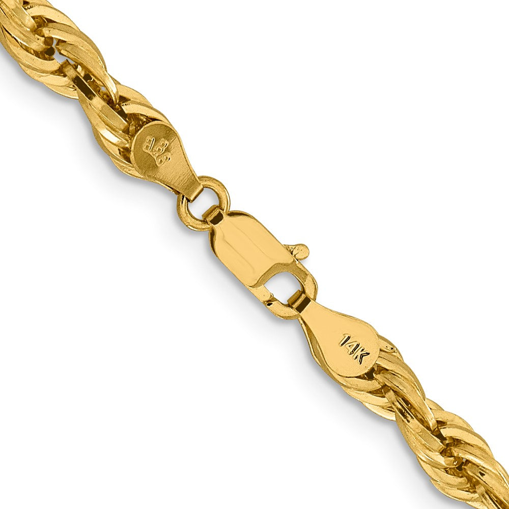 14K Gelbgold 4.75mm Halbmassiv Kordel mit Karabinerverschluss Halskette