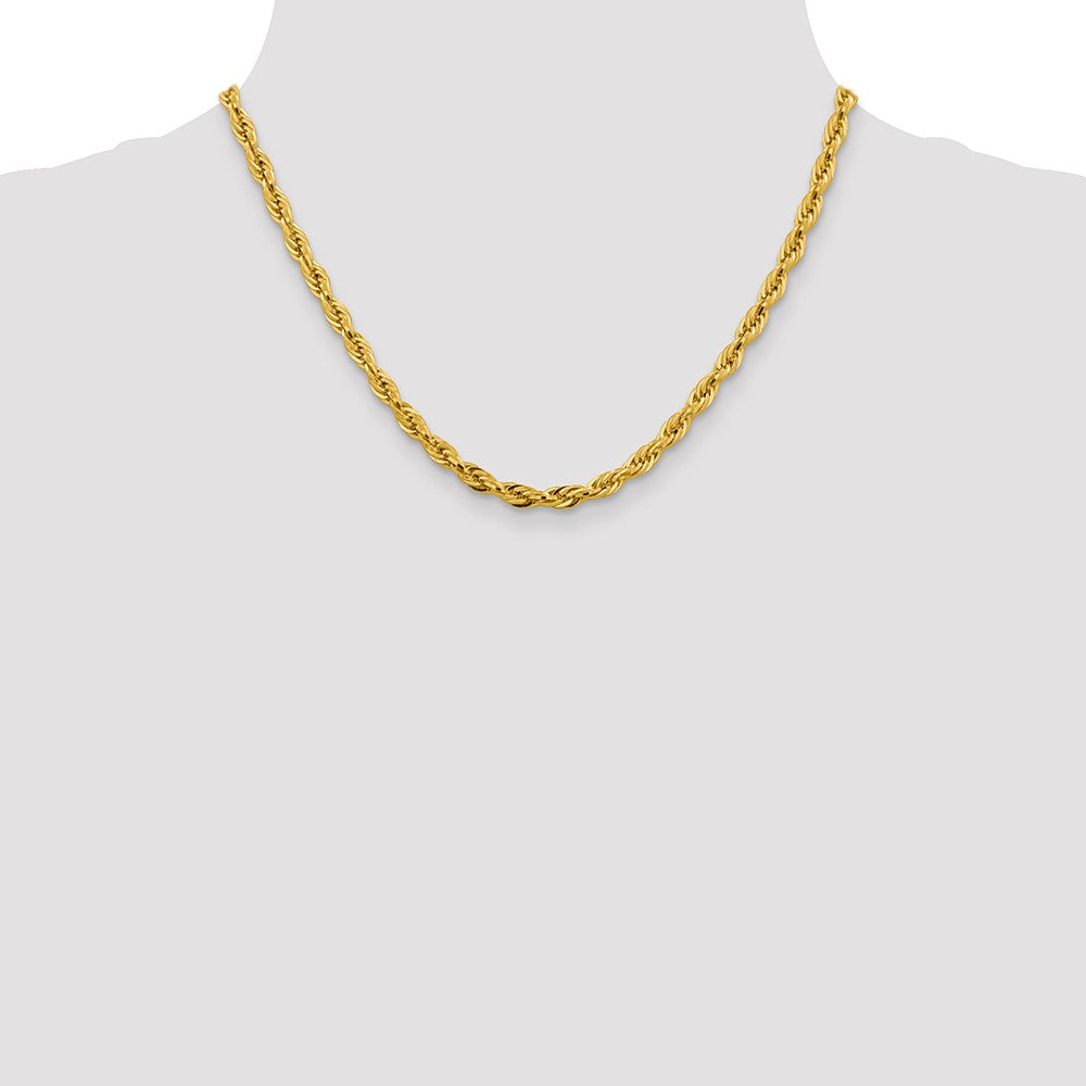 14K Gelbgold 4.75mm Halbmassiv Kordel mit Karabinerverschluss Halskette