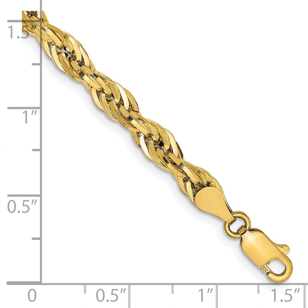 14K Gelbgold 4.75mm Halbmassiv Kordel mit Karabinerverschluss Gliederarmband