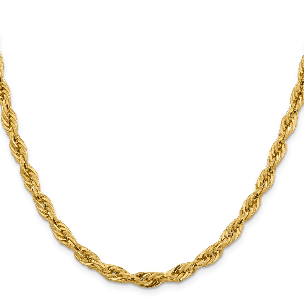 14K Gelbgold 5.4mm Halbmassiv Kordel mit Karabinerverschluss Halskette
