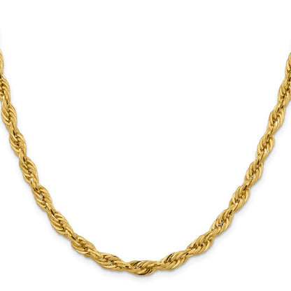 14K Gelbgold 5.4mm Halbmassiv Kordel mit Karabinerverschluss Halskette