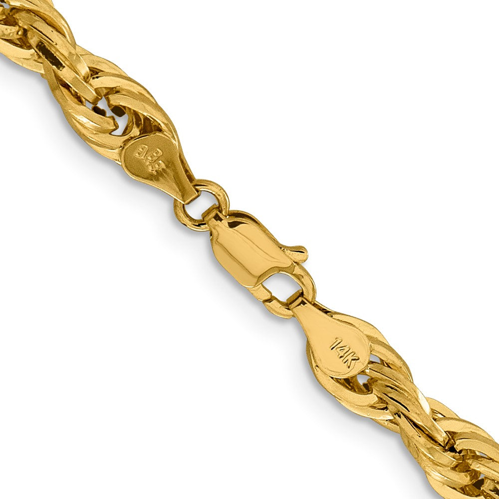 14K Gelbgold 5.4mm Halbmassiv Kordel mit Karabinerverschluss Halskette
