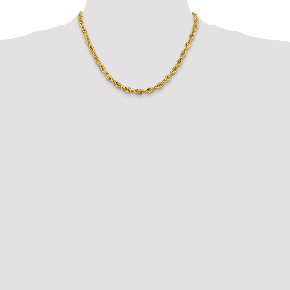 14K Gelbgold 5.4mm Halbmassiv Kordel mit Karabinerverschluss Halskette