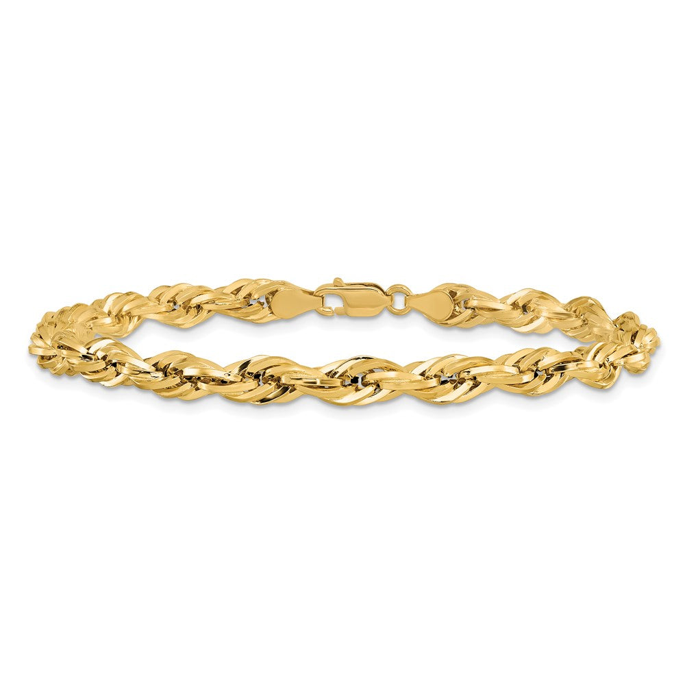 14K Gelbgold 5.4mm Halbmassiv Kordel mit Karabinerverschluss Gliederarmband
