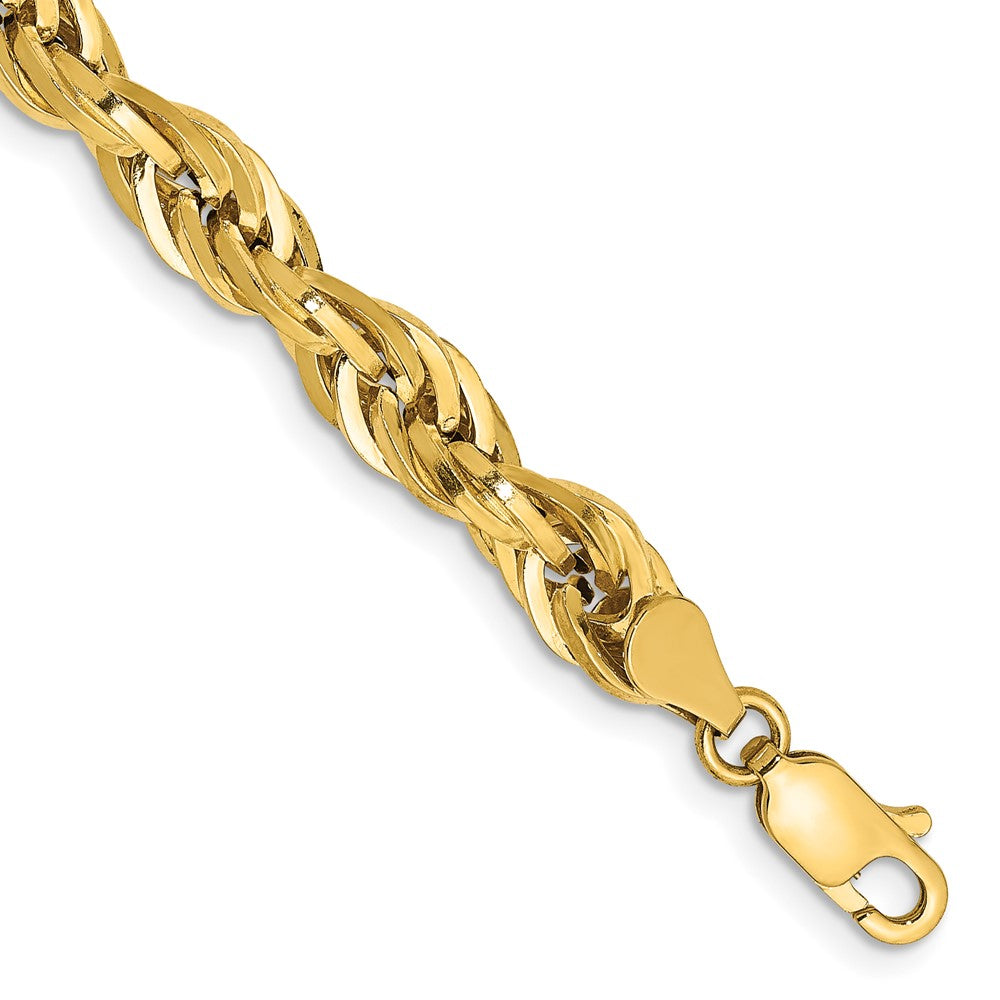 14K Gelbgold 5.4mm Halbmassiv Kordel mit Karabinerverschluss Gliederarmband