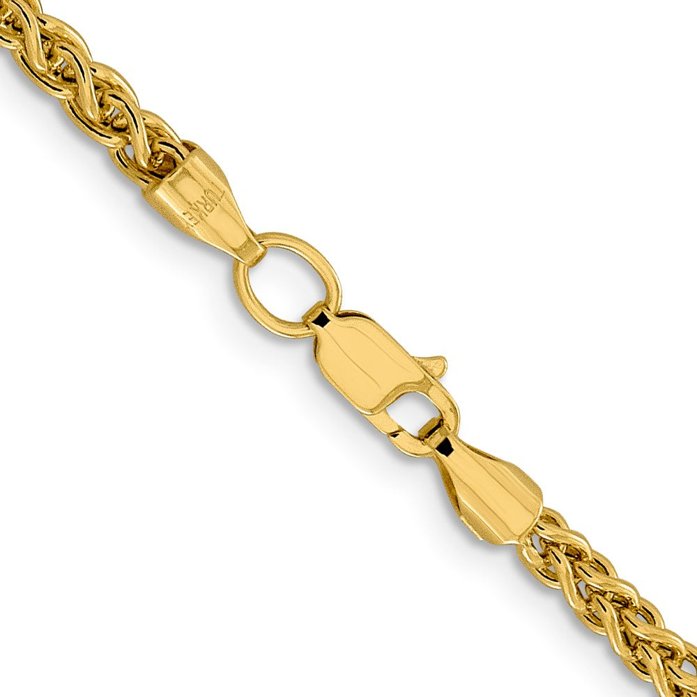 14K Gelbgold 3.45mm Halbmassiv Weizen mit Karabinerverschluss Halskette