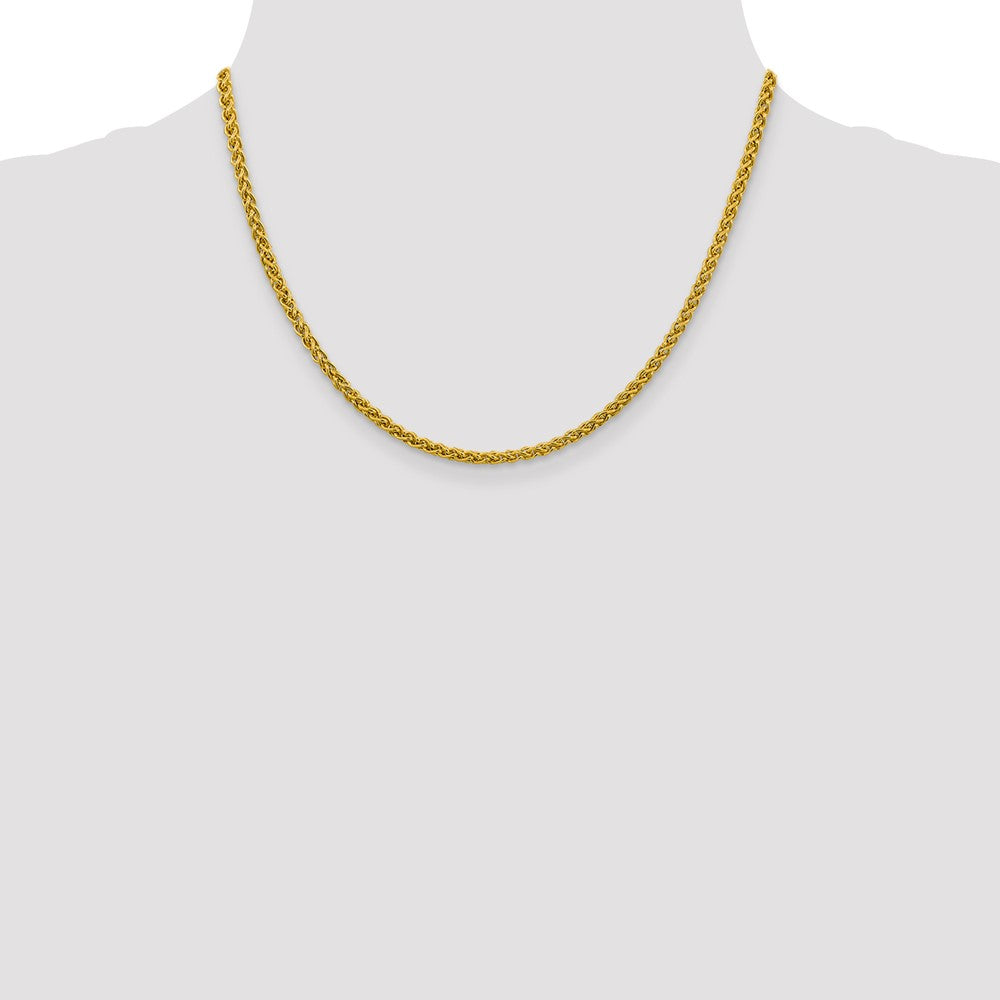 14K Gelbgold 3.45mm Halbmassiv Weizen mit Karabinerverschluss Halskette