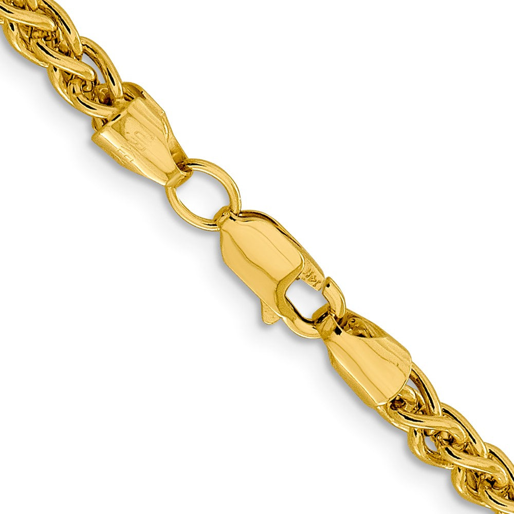 14K Gelbgold 4.15mm Halbmassiv Weizen mit Karabinerverschluss Halskette