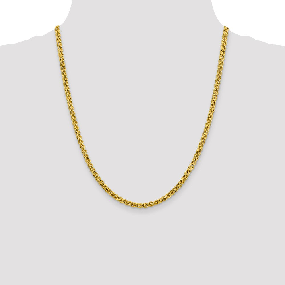 14K Gelbgold 4.15mm Halbmassiv Weizen mit Karabinerverschluss Halskette