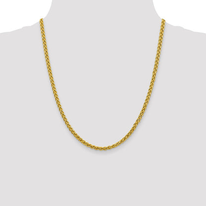 14K Gelbgold 4.15mm Halbmassiv Weizen mit Karabinerverschluss Halskette