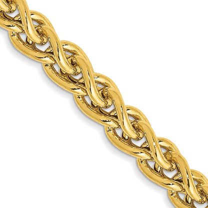 14K Gelbgold 4.15mm Halbmassiv Weizen mit Karabinerverschluss Halskette