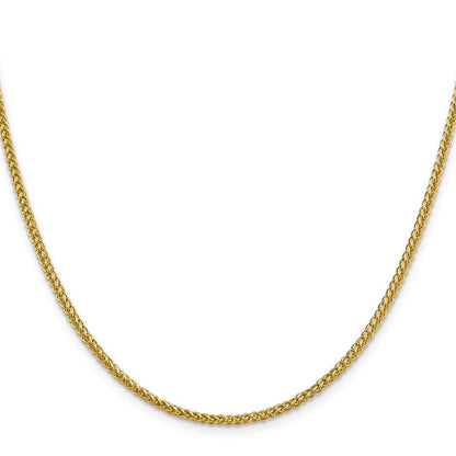 14K Gelbgold 2.35mm Halbmassiv 3-wire Weizen mit Karabinerverschluss Halskette