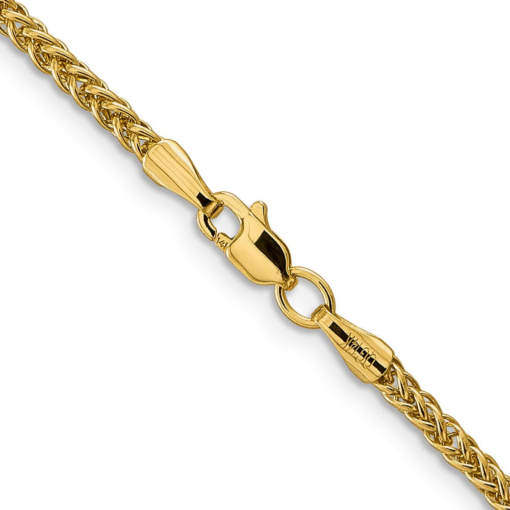 14K Gelbgold 2.35mm Halbmassiv 3-wire Weizen mit Karabinerverschluss Halskette