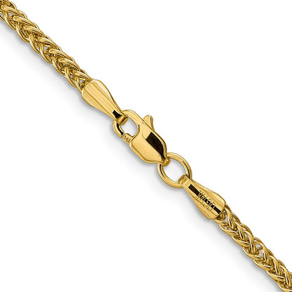 14K Gelbgold 2.35mm Halbmassiv 3-wire Weizen mit Karabinerverschluss Halskette