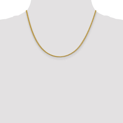 14K Gelbgold 2.35mm Halbmassiv 3-wire Weizen mit Karabinerverschluss Halskette
